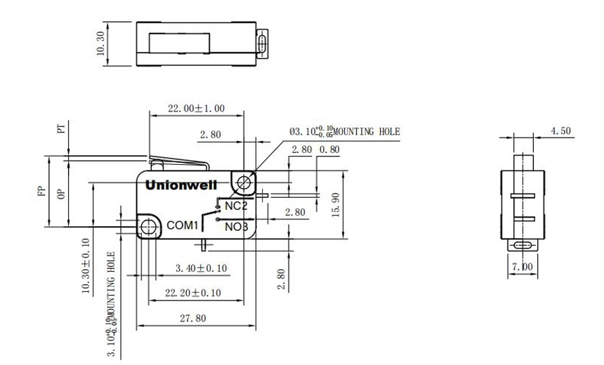 basic micro switch customized terminal k2 type 04